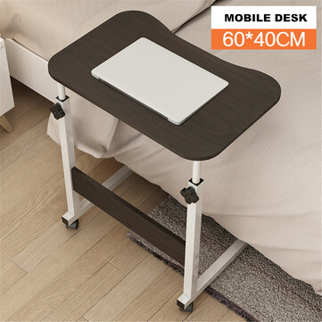 Adjustable Computer Desk Simple Mobile Lifting Laptop Table With Wheels Wood Laptop Table Beside Bed Sofa
