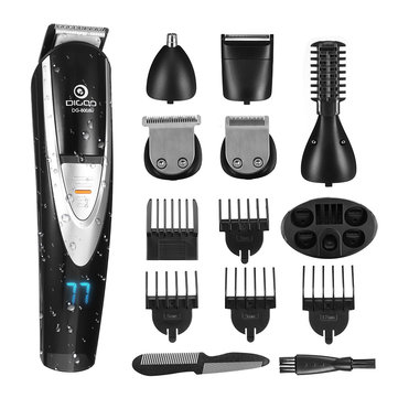 Digoo DG 800B 12 in 1 Hair Clipper Kit Mens Electric Grooming Trimmer for Beard Nose Ear Facial Body Waterproof USB Rechargeable Cordless