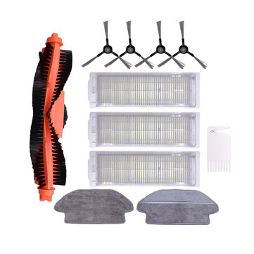 11pcs Replacements for XIAOMI MIJIA STYJ02YM Vacuum Cleaner Parts Accessories 4pcs Side brushes 3pcs Filters 1pc Roller Brush 1pcs Wet Rag 1pcs Wet Dry Rag 1pcs White Comb