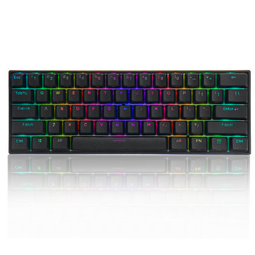 FEKER 60% NKRO bluetooth 4.0 Type－C Gateron Switch PBT Double Shot Keycap RGB Mechanical Gaming Keyboard－－Black
