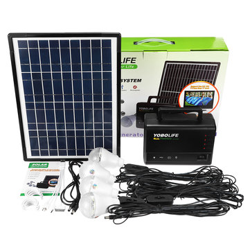 Solar Panel Power Charging Generator Home System Kit with 3 LED Bulbs Outdoor UK