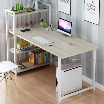 Computer Laptop Desk with Shelves Modern Style Computer Table Variety of Display Office Table with 4 Tiers Bookshelf Study Writing for Home Office