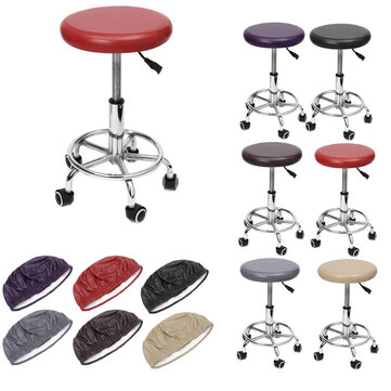 Round Chair Covers Elastic Leather, Round Bar Stool Seat Covers