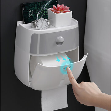 Ecoco Double Layer Toilet Paper Holder Waterproof Tissue Box Wall Mounted Roll Dispenser Portable Holders Banggood Com - Wall Mounted Toilet Paper Holder Target