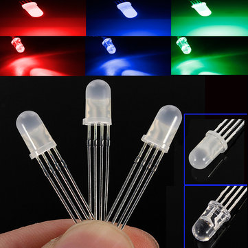 Color : Frosted 10pcs 5mm RGB LED Common Cathode 4-Pin Tri-Color Emitting Diodes F5