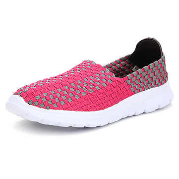 New Stretch Knitting Women Casual Flat Sport Shoes